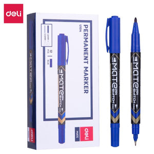 Mate Dual Tip Permanent Markers Blue Pack of 2