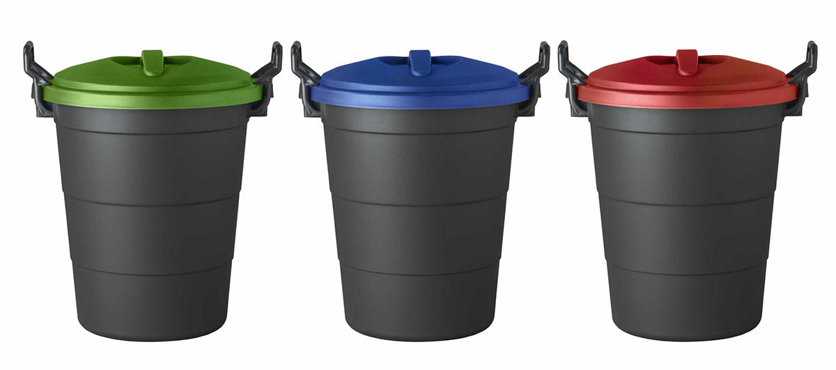 PRIDE DUST BIN 75L - RED, BLUE & GREEN LID