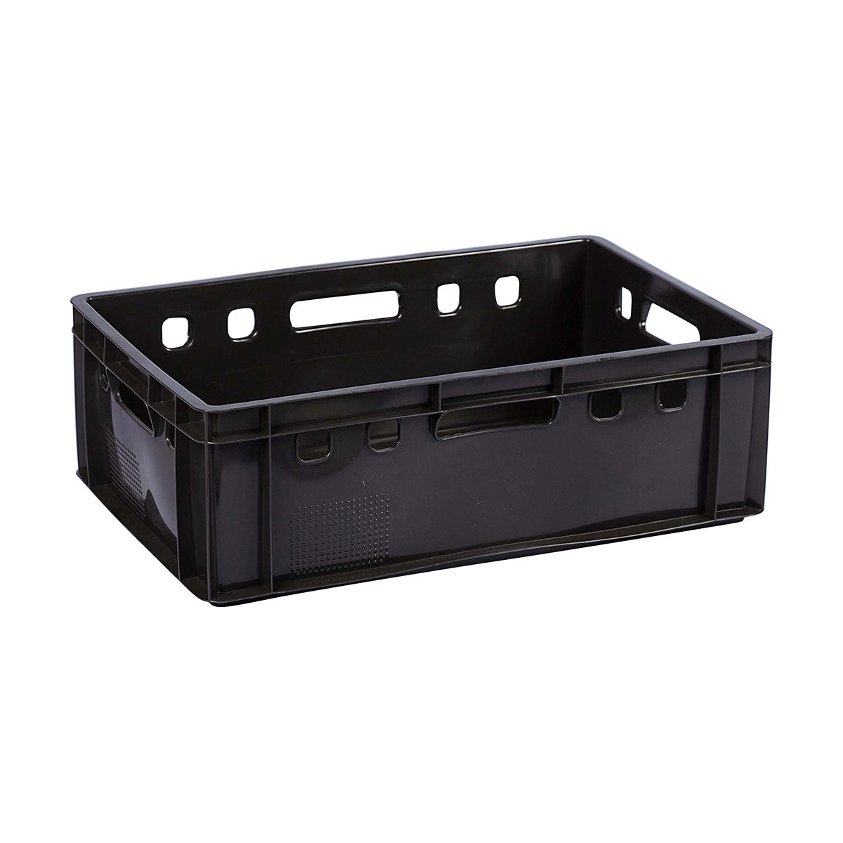 PRIDE HEAVY DUTY STACKABLE BLACK CRATE (H197, W600, D390)