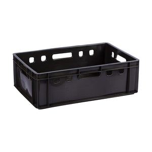 PRIDE HEAVY DUTY STACKABLE BLACK CRATE (H197, W600, D390)