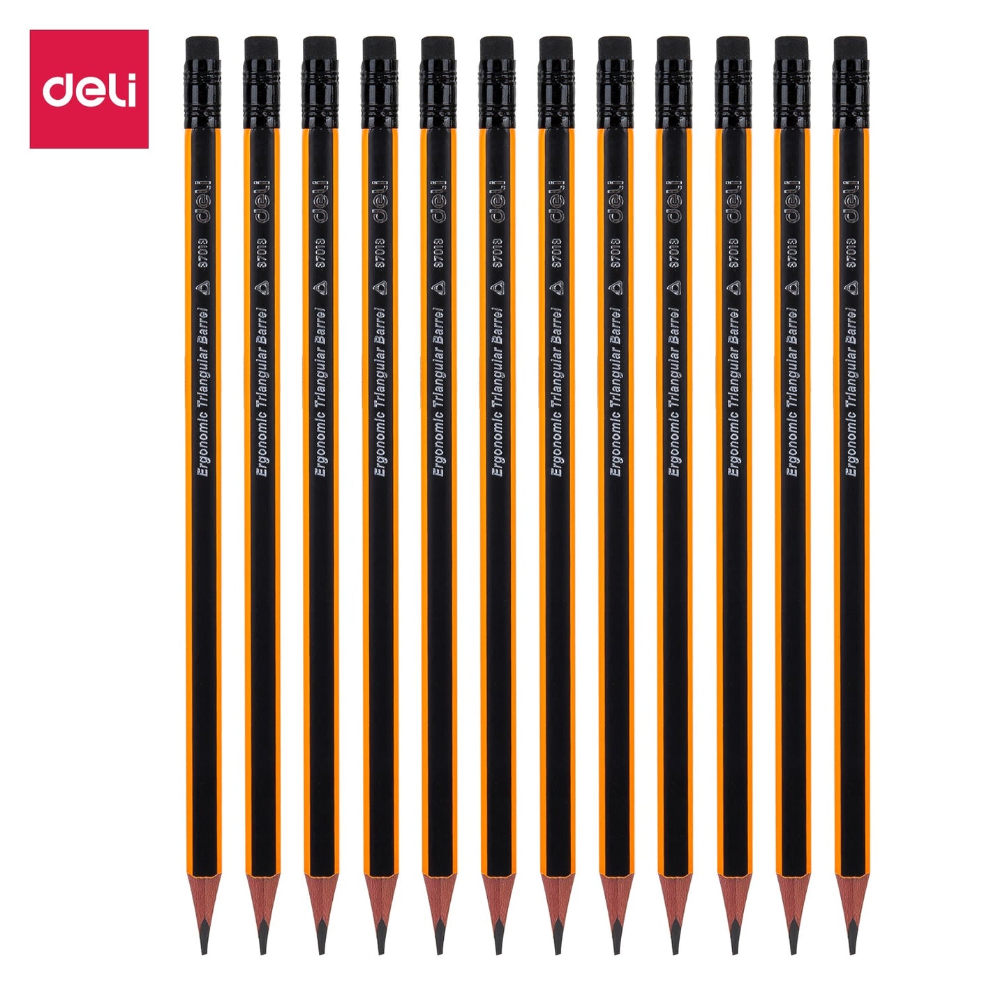 Graphite Pencil Triangular 2B with Eraser Pack of 12