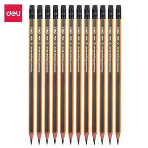 Graphite Pencil HB Orange Black Stripe with Eraser Pack of 12