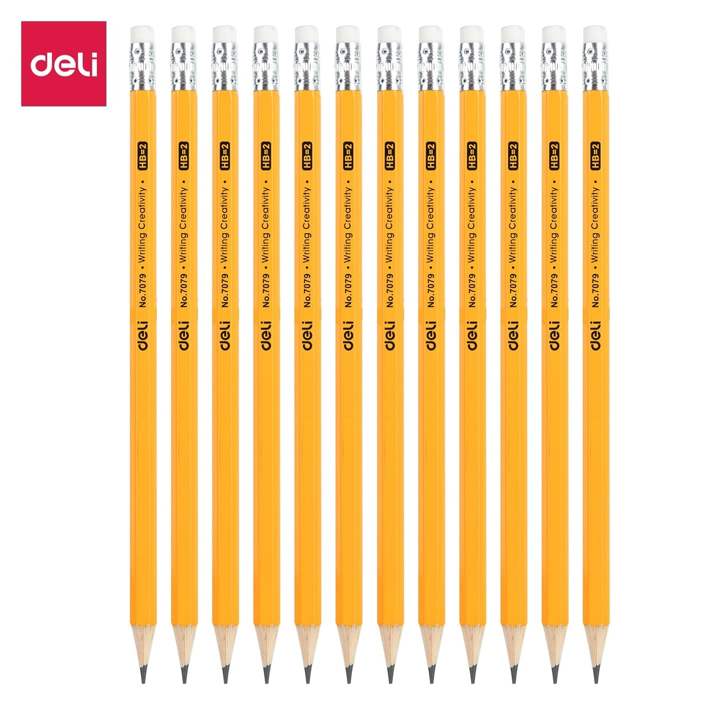 Graphite Pencil HB Yellow with Eraser Pack of 12