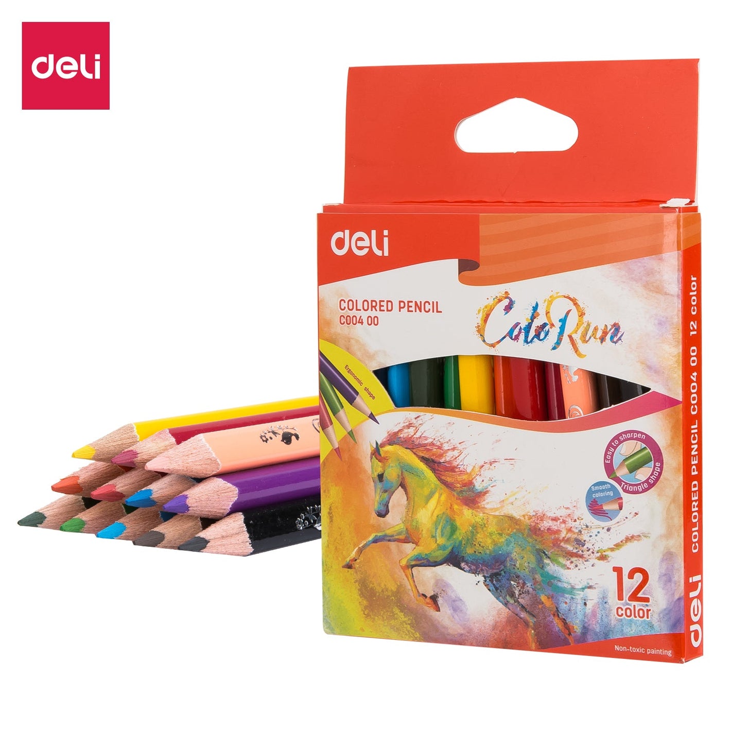 Colored Pencils 12 Colors Triangular Half Length